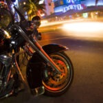 Motorcycle rider on Ocean Dr in Florida.